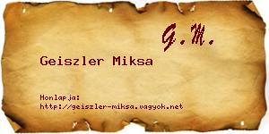 Geiszler Miksa névjegykártya